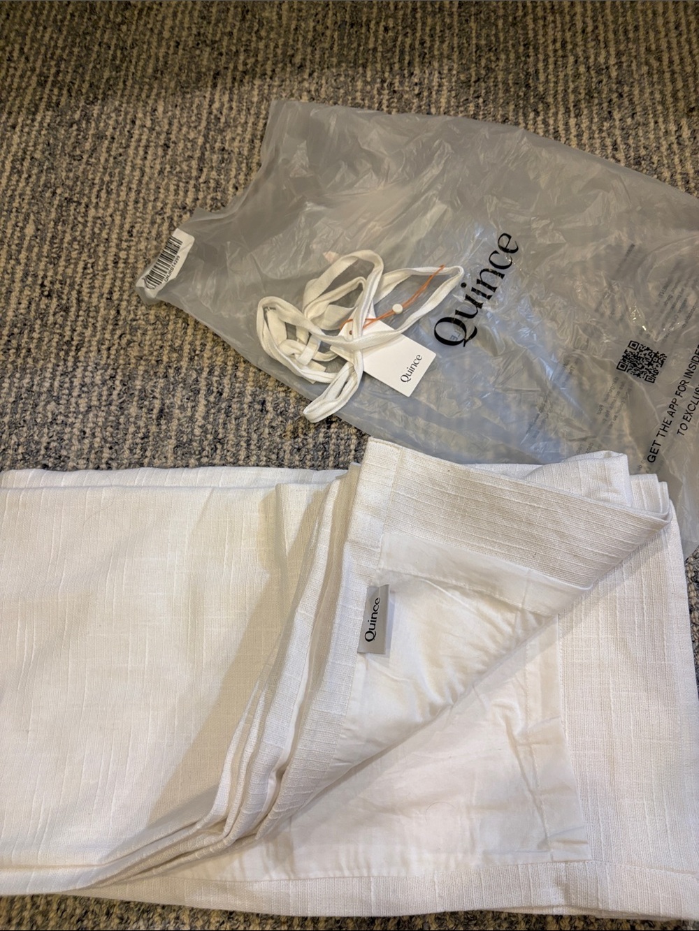 Quince White Linen Blend Curtain Panel Slub 48x96